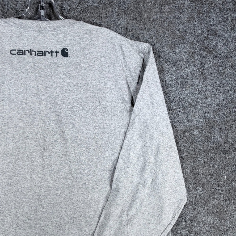 Carhartt Dearborn Long Sleeve T-Shirt Mens L Heather Gray Logo Original Fit - Picture 13 of 16
